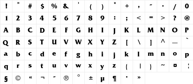 AGFriquerC Bold font glyphpreview