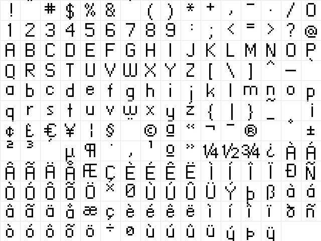 standard 09_55 Regular font glyphpreview