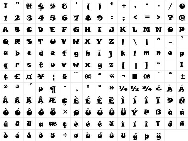 Snap ITC TT Regular font glyphpreview