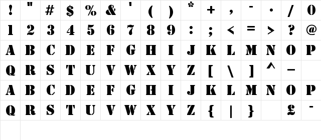 Estensil Regular font glyphpreview
