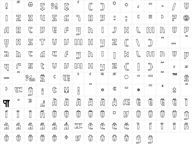 SF Retroesque Outline Regular font glyphpreview