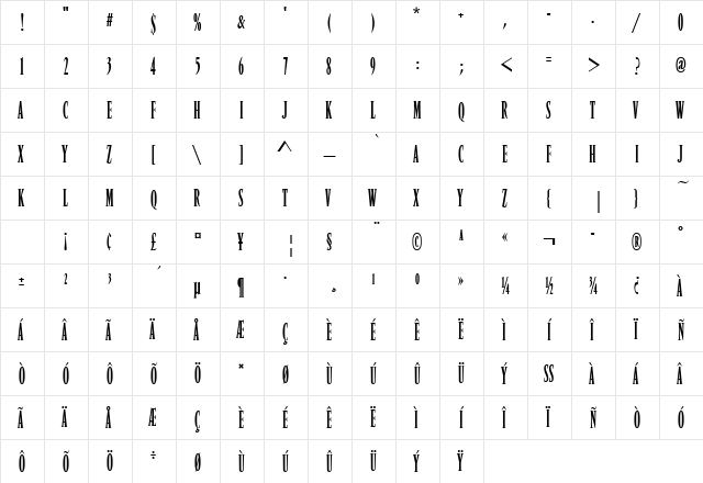 VendomeComDReg Regular font glyphpreview