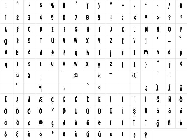 TR Angostura Black Regular font glyphpreview