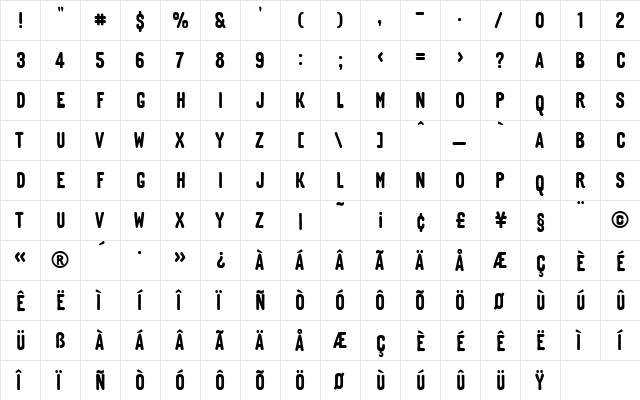 TLMoulinRouge Regular font glyphpreview