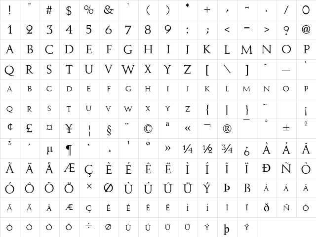 Stowe Titling Regular font glyphpreview