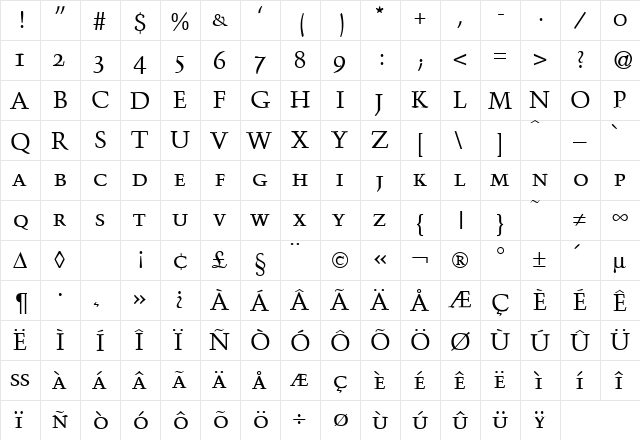 TroubadourSmc Regular font glyphpreview