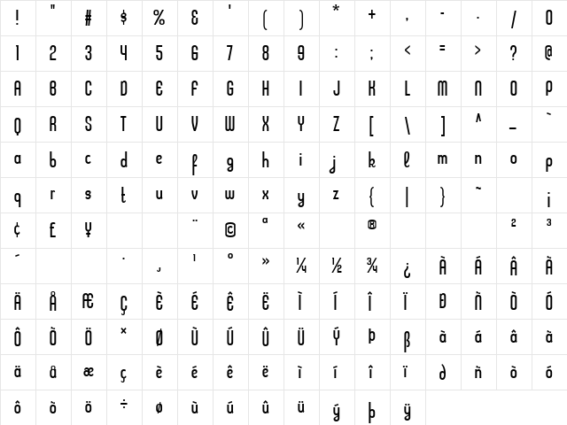 Kleptocracy Condensed Light Regular font glyphpreview