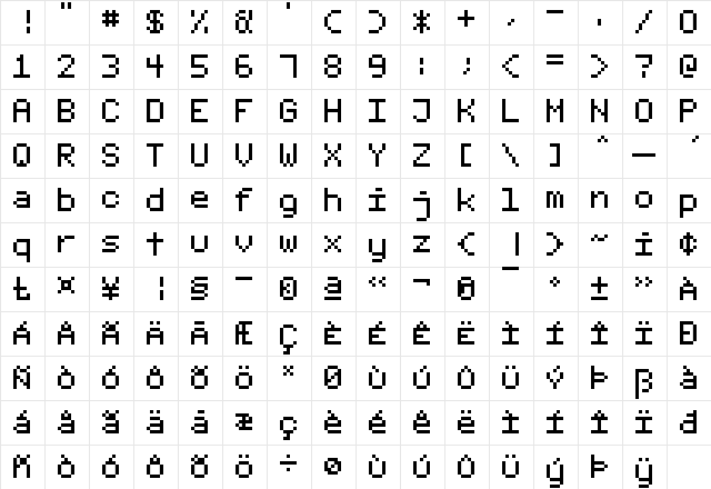 fixed_v01 Regular font glyphpreview