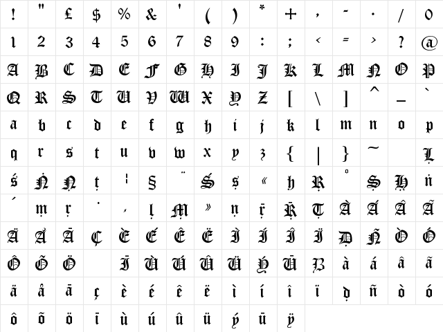 Skt Medieval Regular font glyphpreview