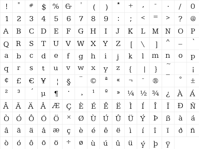 Egyptian-Text-Light Regular font glyphpreview