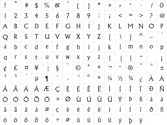 Albertus MT Std Light font glyphpreview
