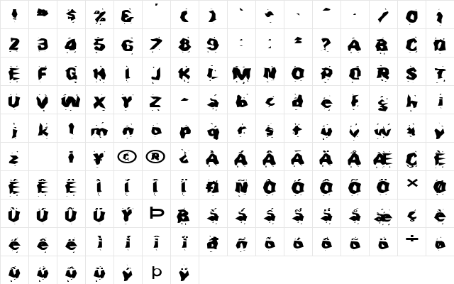 FZ WACKY 30 EX Normal font glyphpreview