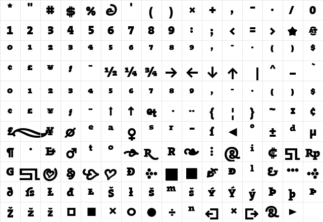 TheSerif Black font glyphpreview