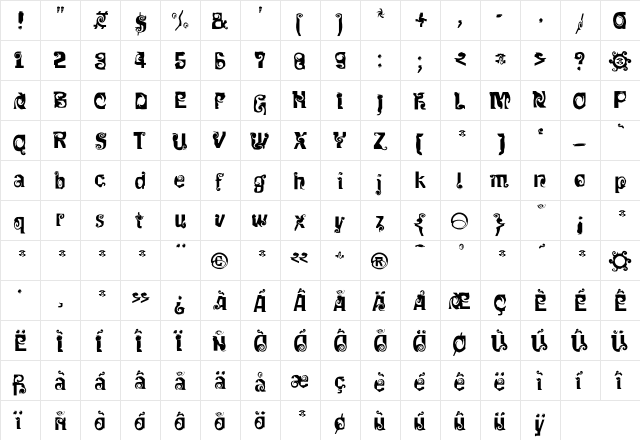 Mulinex Regular font glyphpreview