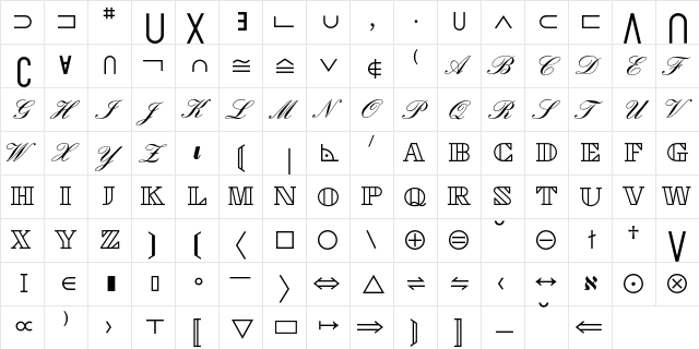Mathematical Pi 3 BQ Regular font glyphpreview