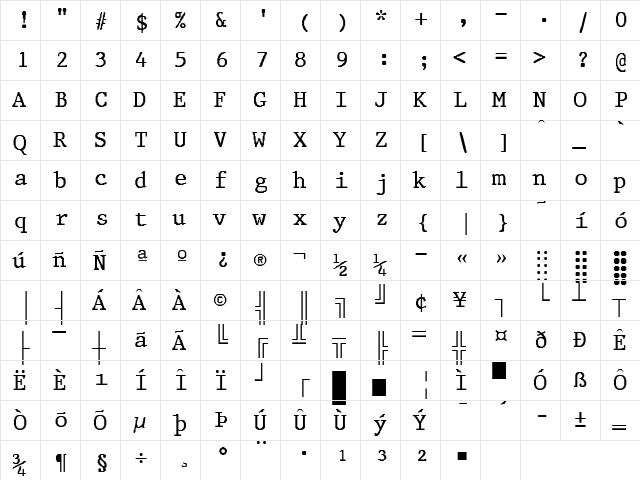 Prestige Normal font glyphpreview