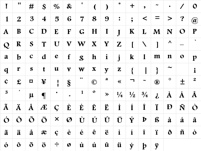 Footlight MT Bold font glyphpreview