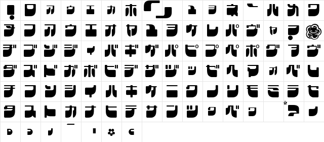 Frigate Katakana Regular font glyphpreview