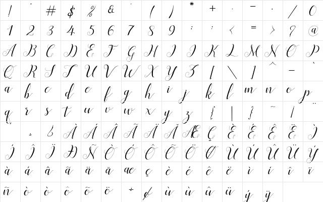 Menttion Script Regular font glyphpreview