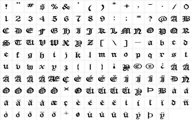 FZ GOTHIC 4 EX Normal font glyphpreview