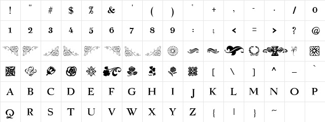 Spring Flower Dingbats Regular font glyphpreview