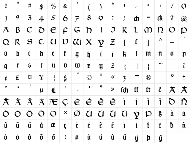 Typographer Uncialgotisch Regular font glyphpreview