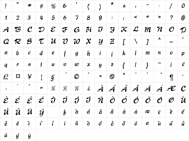 Express Regular font glyphpreview