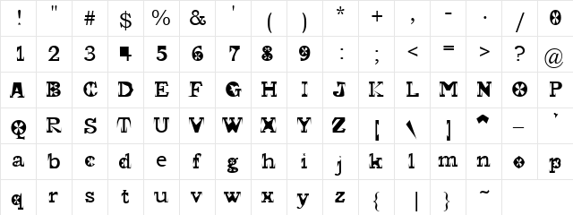 Toughnbold Regular font glyphpreview