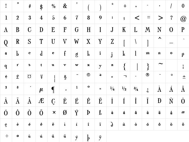 Eclipse 1 Regular font glyphpreview