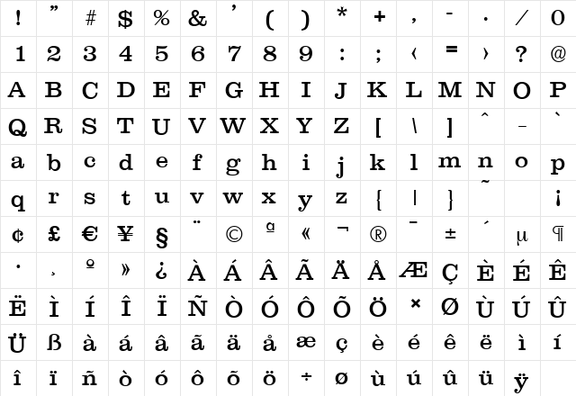 ClareSerial Regular font glyphpreview