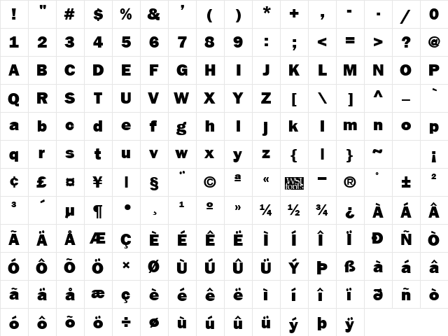 FrankfurtHeavy Regular font glyphpreview