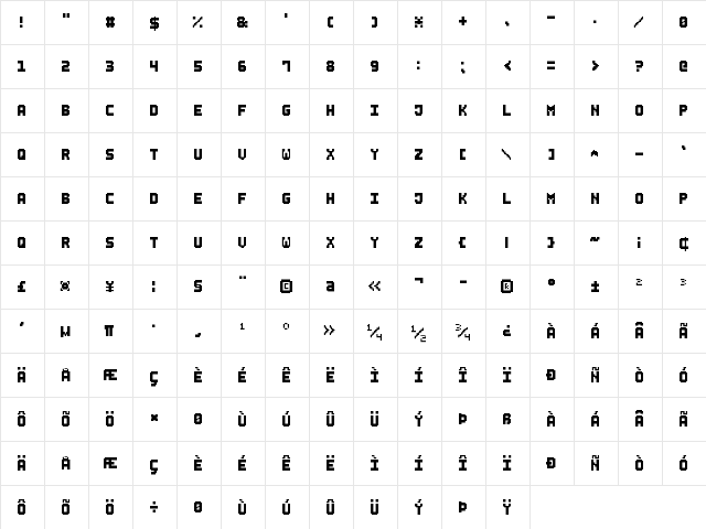 Small Bold Pixel-7 Regular font glyphpreview