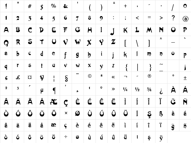 TR Artistik Regular font glyphpreview
