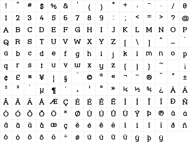 Street Corner Slab Bold Regular font glyphpreview