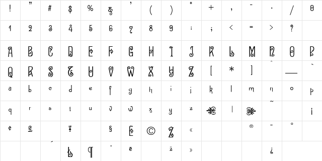 Sevilla Decor Regular font glyphpreview