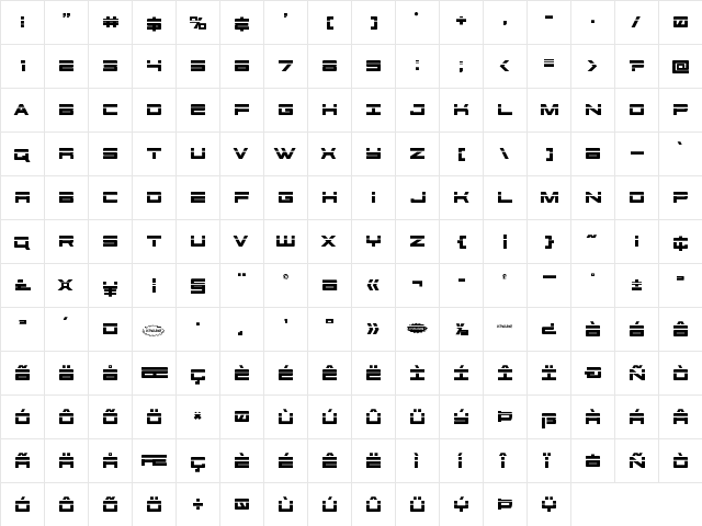 Future Forces Laser Regular font glyphpreview