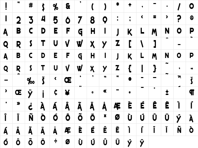 SF Espresso Shack Condensed Bold font glyphpreview