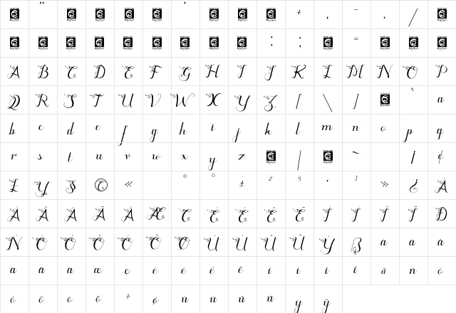 Quentara Regular font glyphpreview
