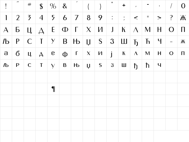 Murmansk Cirilica Regular font glyphpreview