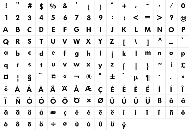 Futura BQ Regular font glyphpreview