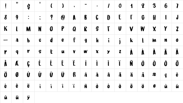 Under My Umbrella DEMO Regular font glyphpreview