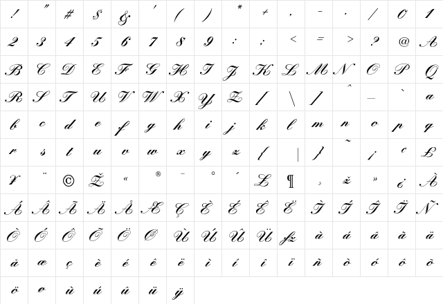 KunstlerBold Regular font glyphpreview