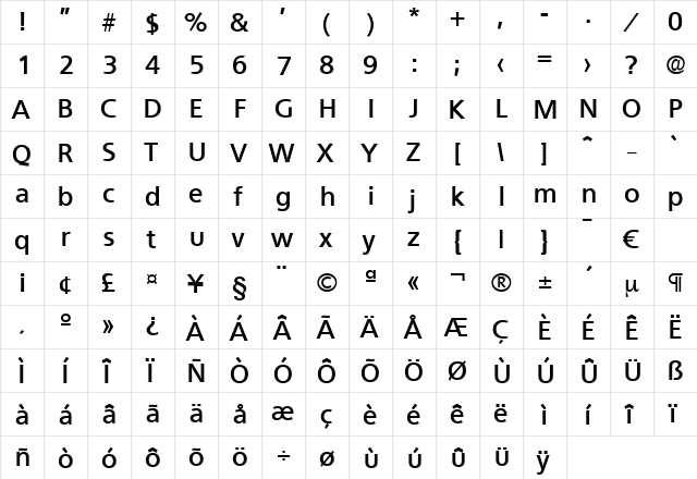 Quebec-DemiBold Regular font glyphpreview