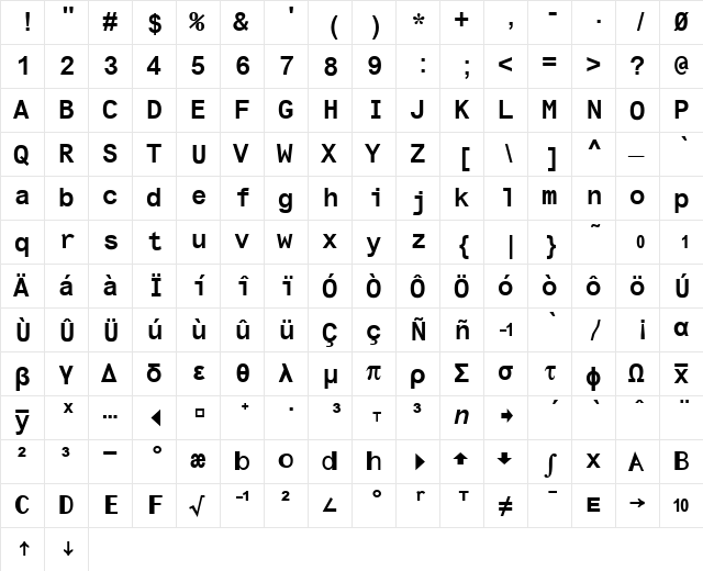 Ti86Pc Bold font glyphpreview