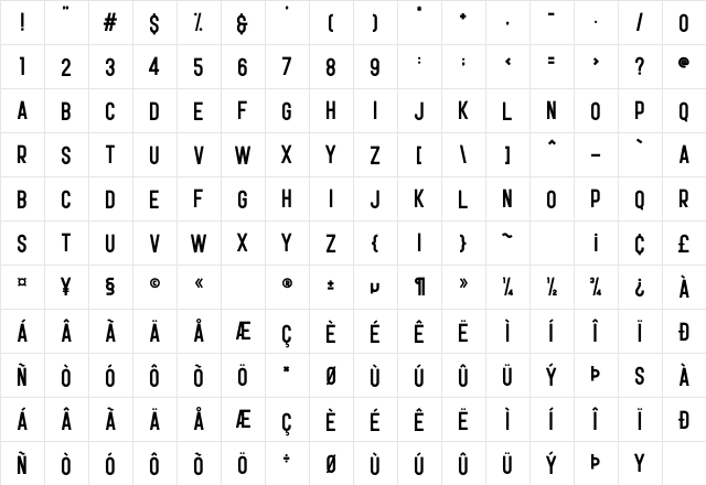 Opera Demo Regular font glyphpreview