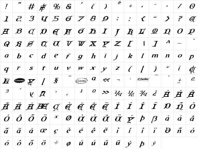 Queen & Country Italic Italic font glyphpreview