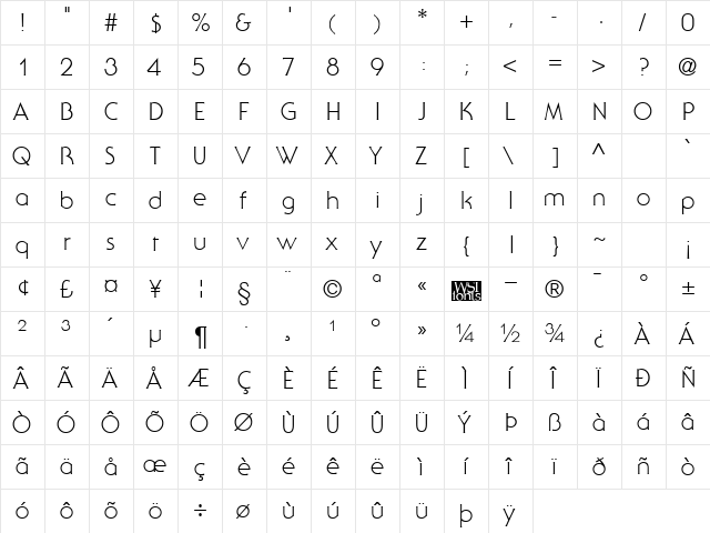 StaidGothicLight Regular font glyphpreview