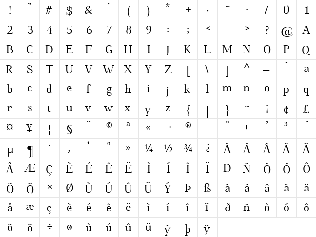 Omologo Personal Regular font glyphpreview