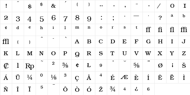 BookwomanExp LightSH font glyphpreview
