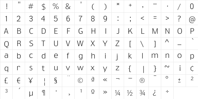TruthCYR Light font glyphpreview